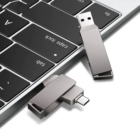 Techsuit - Memory Stick THSM19 (THSM19932) - Двоен интерфейс USB 3.0, Type-C 32GB, високоскоростна флаш памет - Сив