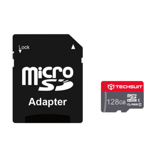 Techsuit - Карта памет THCM26 (THCM269128) - с адаптер, MicroSDHC, Клас 10, 128GB - Червена
