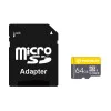 Techsuit - Карта памет THCM11 (THCM11964) - с адаптер, MicroSDHC, Клас 10, 64GB, 100MB/s, 60MB/s - Жълта