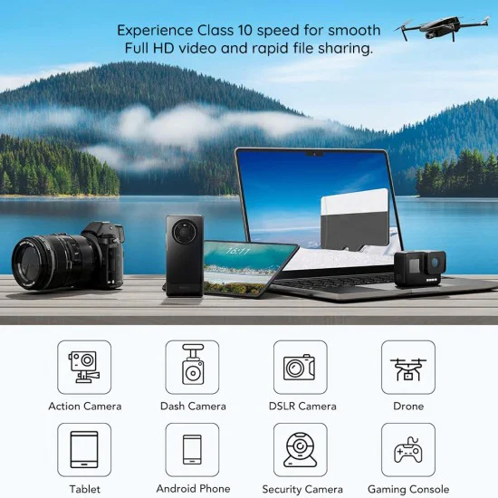 Techsuit - Карта памет THCM26 (THCM269128) - с адаптер, MicroSDHC, Клас 10, 128GB - Червена