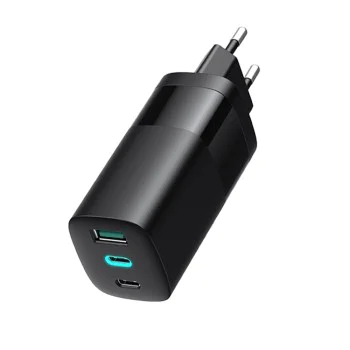 Havit - Зарядно за стена (UC10) - 2x Type-C, USB, PD65W, Бързо зареждане - Черно
