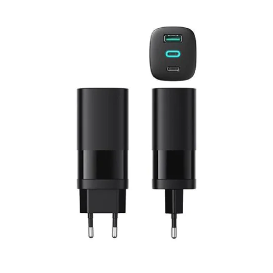 Havit - Зарядно за стена (UC10) - 2x Type-C, USB, PD65W, Бързо зареждане - Черно