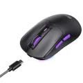 Havit - Безжична геймърска мишка (MS969WB) - 1000 - 16000DPI, LED светлини, 150mAh, 1.6m, 5V - Черна / Лилава