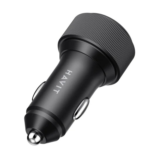 Havit - Зарядно за кола (CC2014) - 2x Type-C, PD30W, 3A, PC, Алуминиева сплав - Черно