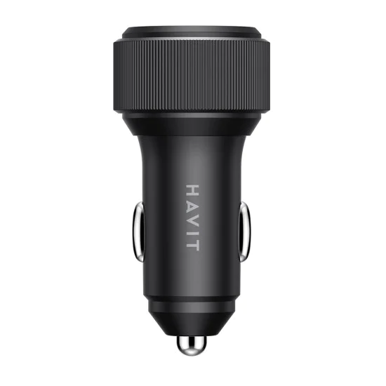 Havit - Зарядно за кола (CC2014) - 2x Type-C, PD30W, 3A, PC, Алуминиева сплав - Черно