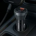 Havit - Зарядно за кола (CC2017) - Type-C, USB, 45W, 3A, Видим вътрешен структурен дизайн - Черно/Синьо