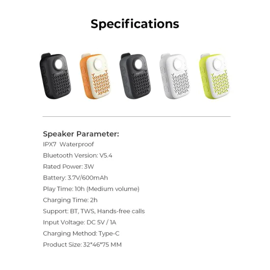 Havit - Безжичен високоговорител (SK868BT) - Bluetooth V5.4, 5W, 600mAh, IP67, TWS, Фенерче, Hands-free разговори, Type-C - Черен