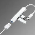 Havit - Докинг станция (HB41) - USB 3.0, 3x USB 2.0, дължина на кабела 11.8 см, алуминиева сплав - сребриста