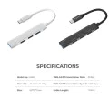 Havit - Докинг станция (HB41) - USB 3.0, 3x USB 2.0, дължина на кабела 11.8 см, алуминиева сплав - сребриста