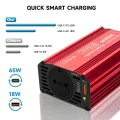 Techsuit - Автомобилен инвертор FlexiCarVolt (IA1) - Type-C, USB-A, Джобен контакт, PD65W, 300W - Червен