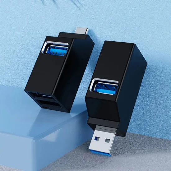Techsuit - Мини докинг станция EchoLink 3 в 1 (H10) - Type-C към 2x USB 2.0, 1x USB 3.0 - Черна