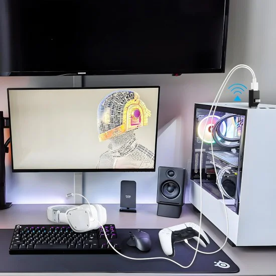 Techsuit - Мини докинг станция EchoLink 3 в 1 (H10) - Type-C към 2x USB 2.0, 1x USB 3.0 - Черна