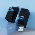 Techsuit - Мини докинг станция EchoLink 3 в 1 (H11) - USB към 2x USB 2.0, 1x USB 3.0, 5Gbps - Черна