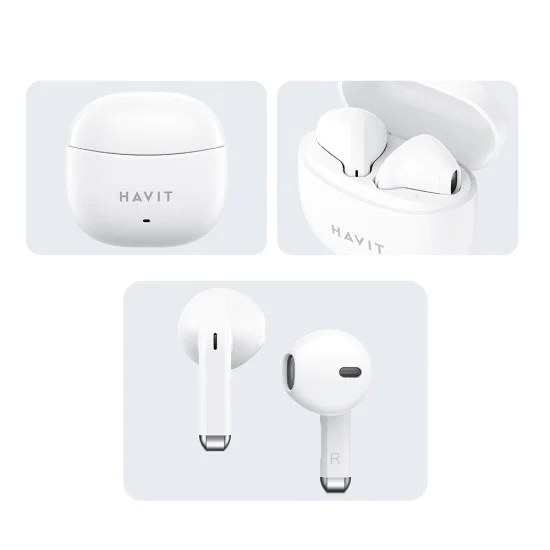 Havit - Безжични слушалки (TW941) - с микрофон, Bluetooth 5.3, True Wireless Stereo, Type-C, 250mAh - Бяла