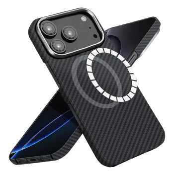 Калъф за iPhone 17 Pro Max - Techsuit - Aramid Fiber MagSafe - Черен