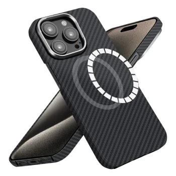Калъф за iPhone 15 Pro Max - Aramid Fiber MagSafe - Черен
