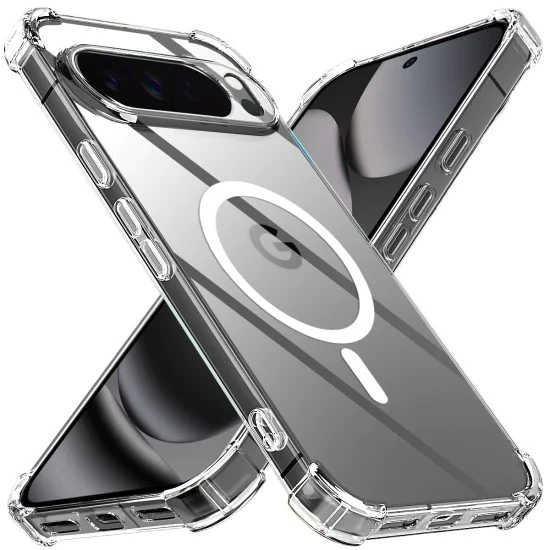 Калъф за Google Pixel 10 Pro XL - Удароустойчив Прозрачен Силиконов MagSafe - Прозрачен