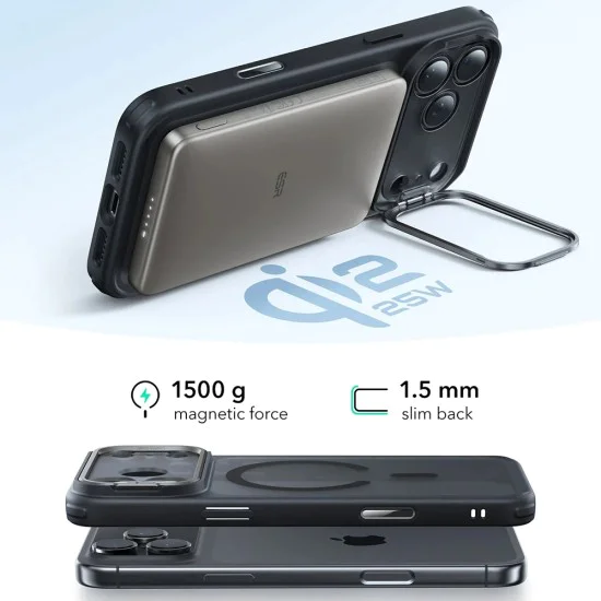 Калъф за iPhone 17 Pro - ESR - Classic Hybrid HaloLock Kickstand - Frosted Черен