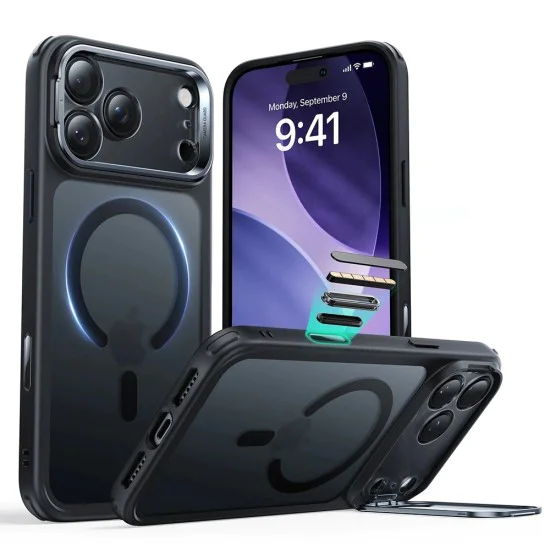 Калъф за iPhone 17 Pro Max – с MagSafe – ESR Classic Hybrid HaloLock Kickstand – Матиран черен