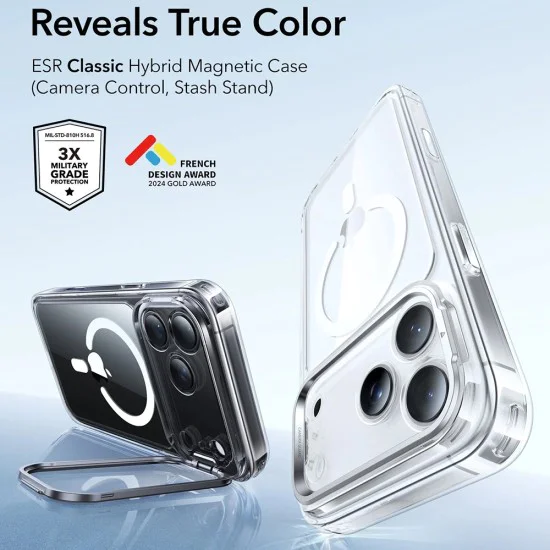 Калъф за iPhone 17 Pro - ESR - Classic Hybrid HaloLock Kickstand - Прозрачен