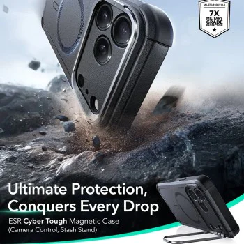 Калъф за iPhone 17 Pro - ESR - Cyber ​​Armor Kickstand - Черен