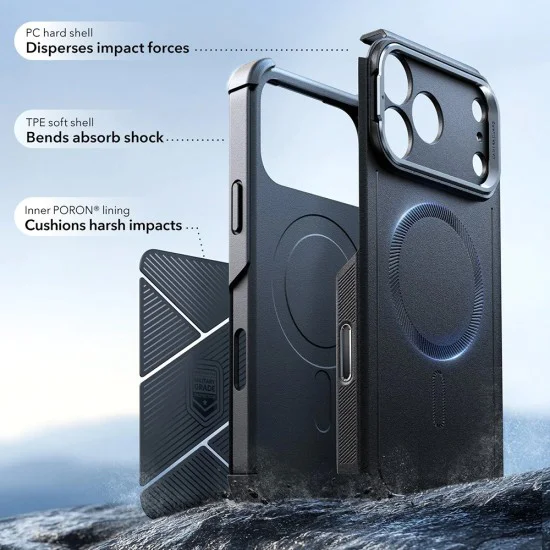 Калъф за iPhone 17 Pro Max - ESR - Cyber ​​Armor Kickstand - Черен