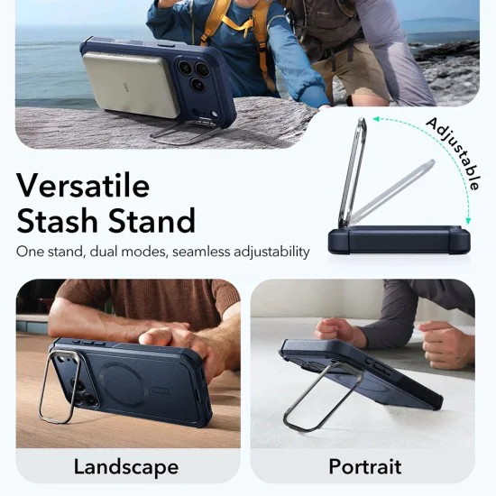 Калъф за iPhone 17 Pro - ESR - Cyber ​​Armor Kickstand - Син