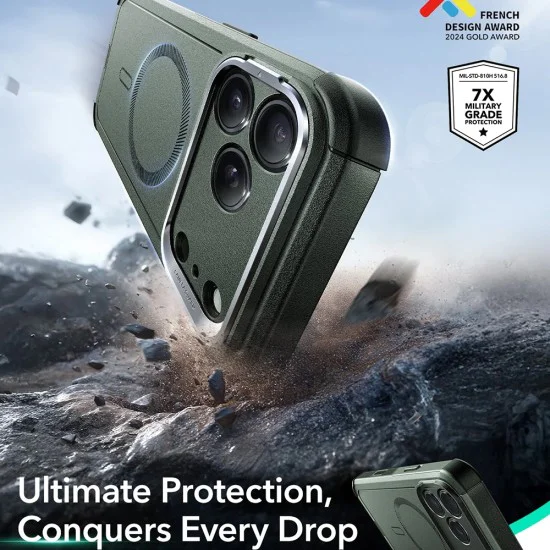 Калъф за iPhone 17 Pro - ESR - Cyber ​​Armor Kickstand - Зелен