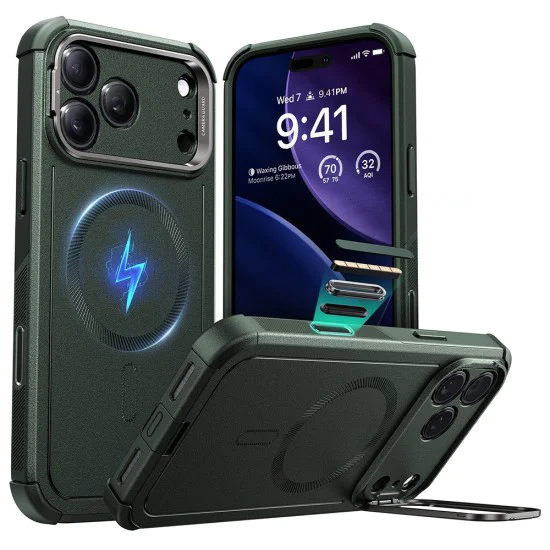 Калъф за iPhone 17 Pro Max - ESR - Cyber ​​Armor Kickstand - Зелен