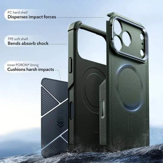 Калъф за iPhone 17 Pro Max - ESR - Cyber ​​Armor Kickstand - Зелен