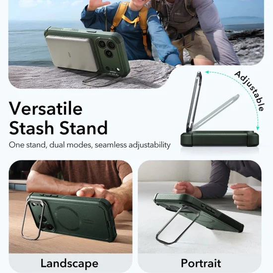 Калъф за iPhone 17 Pro Max - ESR - Cyber ​​Armor Kickstand - Зелен