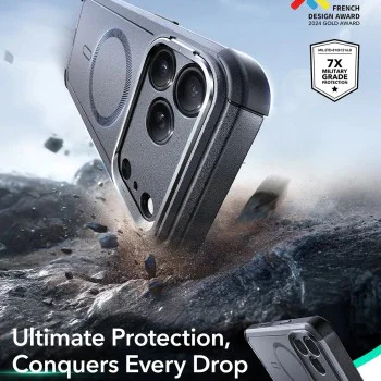 Калъф за iPhone 17 Pro – ESR Cyber Armor Kickstand – Сив