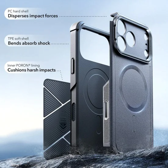 Калъф за iPhone 17 Pro Max - ESR - Cyber ​​Armor Kickstand - Сив