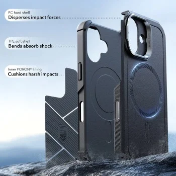 Калъф за iPhone 17 - ESR - Cyber ​​Armor Kickstand - Черен
