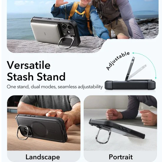 Калъф за iPhone 17 - ESR - Cyber ​​Armor Kickstand - Черен