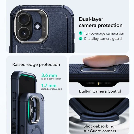 Калъф за iPhone 17 - ESR - Cyber ​​Armor Kickstand - Син