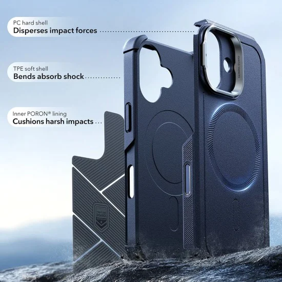 Калъф за iPhone 17 - ESR - Cyber ​​Armor Kickstand - Син