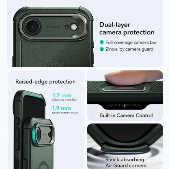 Калъф за iPhone 17 Air - ESR - Cyber ​​Armor Kickstand - Зелен