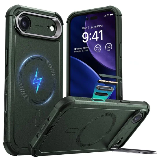 Калъф за iPhone 17 Air - ESR - Cyber ​​Armor Kickstand - Зелен