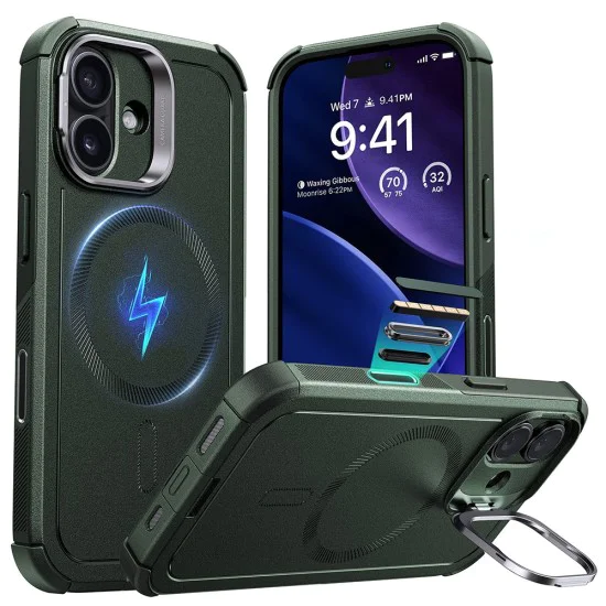 Калъф за iPhone 17 - ESR - Cyber ​​Armor Kickstand - Зелен