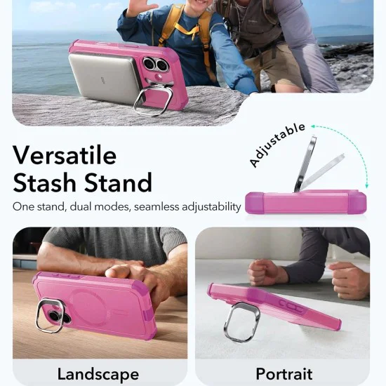Калъф за iPhone 17 - ESR - Cyber ​​Armor Kickstand - Розов