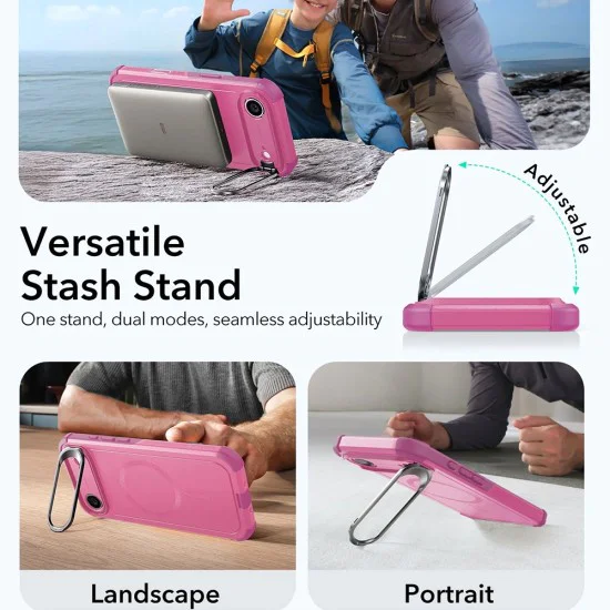 Калъф за iPhone 17 Air - ESR - Cyber ​​Armor Kickstand - Розов