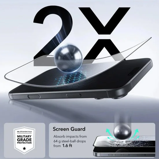 Протектор за iPhone 17 Pro - ESR - Tempered Glass UltraFit (3 броя) - Черен