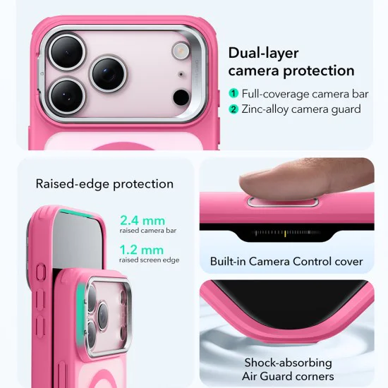 Калъф за iPhone 17 Pro - ESR - Classic Hybrid HaloLock Kickstand - Frosted Розов