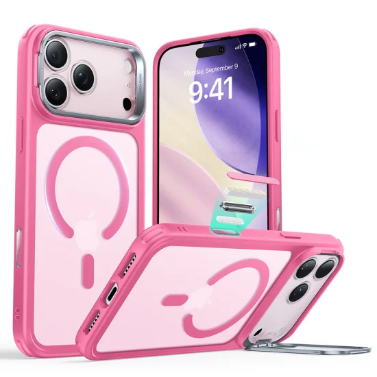 Калъф за iPhone 17 Pro Max – с MagSafe – ESR Classic Hybrid HaloLock Kickstand – Матиран розов