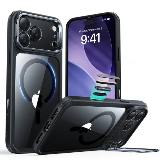 Калъф за iPhone 17 Pro - ESR - Classic Hybrid HaloLock Kickstand - Прозрачен Черен