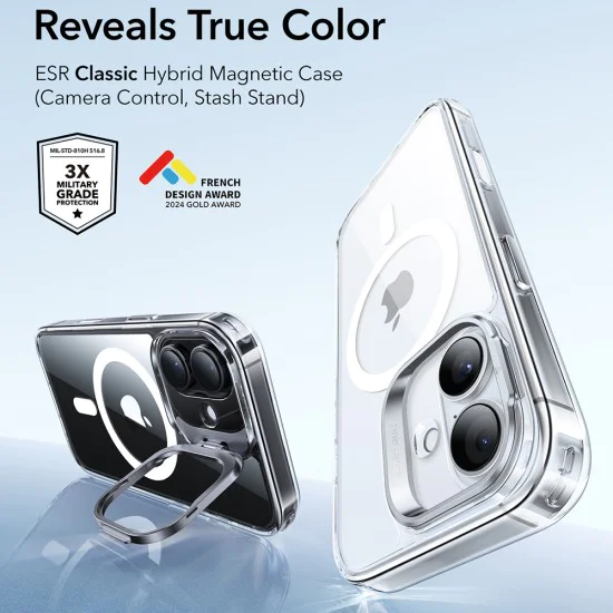Калъф за iPhone 17 - ESR - Classic Hybrid HaloLock Kickstand - Прозрачен