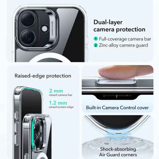 Калъф за iPhone 17 - ESR - Classic Hybrid HaloLock Kickstand - Прозрачен