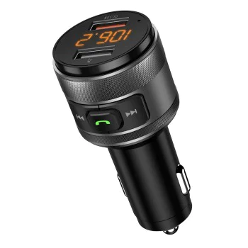 FM трансмитер – Techsuit VoltTune (MFM1) – Dual USB, QC3.0, MP3 плейър, Bluetooth – Черен