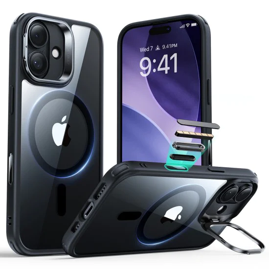 Калъф за iPhone 17 - ESR - Classic Hybrid HaloLock Kickstand - Прозрачен Черен